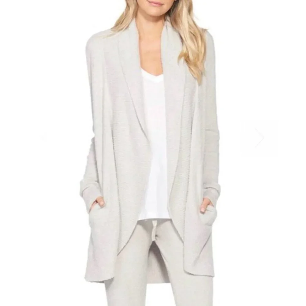 NWOT Barefoot Dreams CozyChic Lite Circle SILVER Cardigan Size L/XL